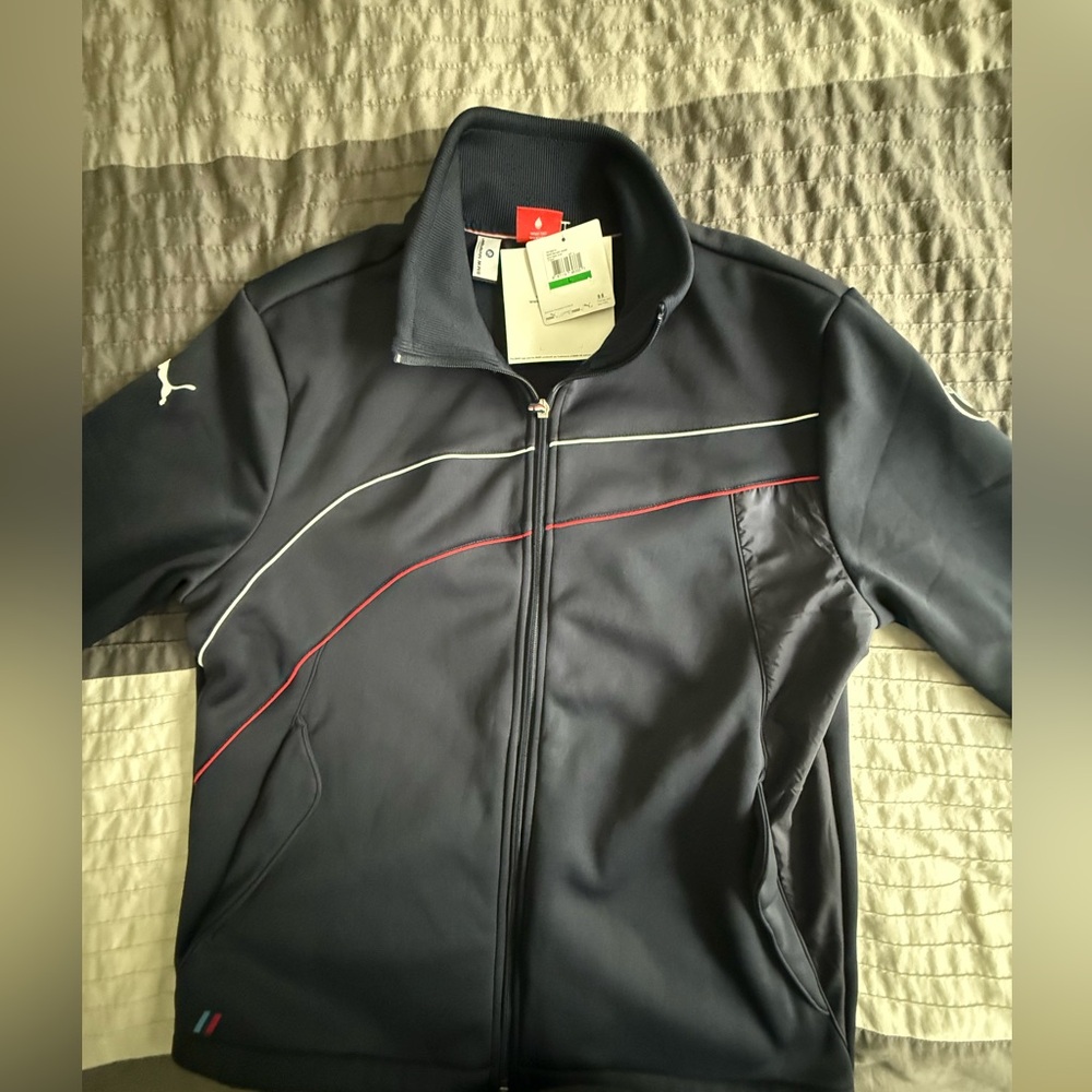 Puma BMW Motorsport Track Full Zip Blue Jacket Men Size Large